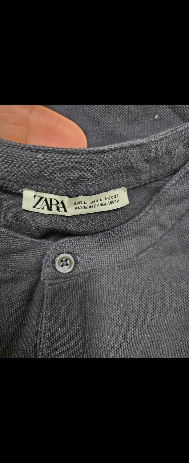 자라 블랙 헨리넥 카라 티셔츠 L 상품이미지2