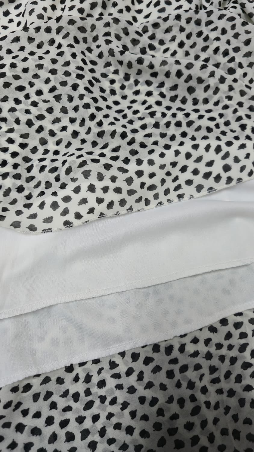 GRL 달마시안 패턴 롱 원피스 M 아이보리 브이넥 밴딩 폴리 상품이미지5