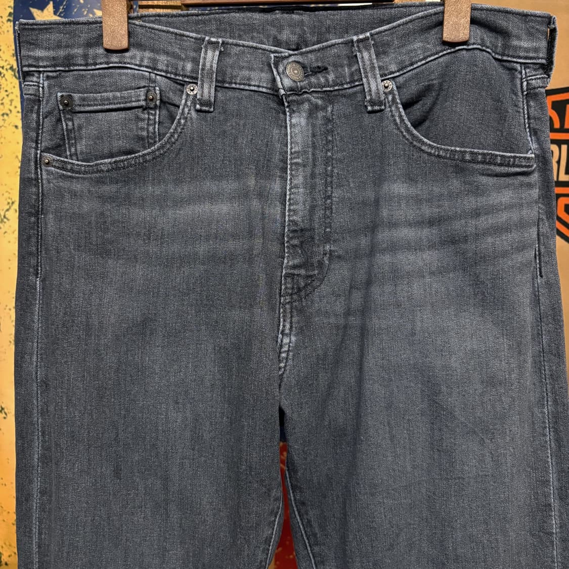  현행 리바이스 505 레더탭 유드즈페이드 블루블랙 데님팬츠 N392 상품이미지3