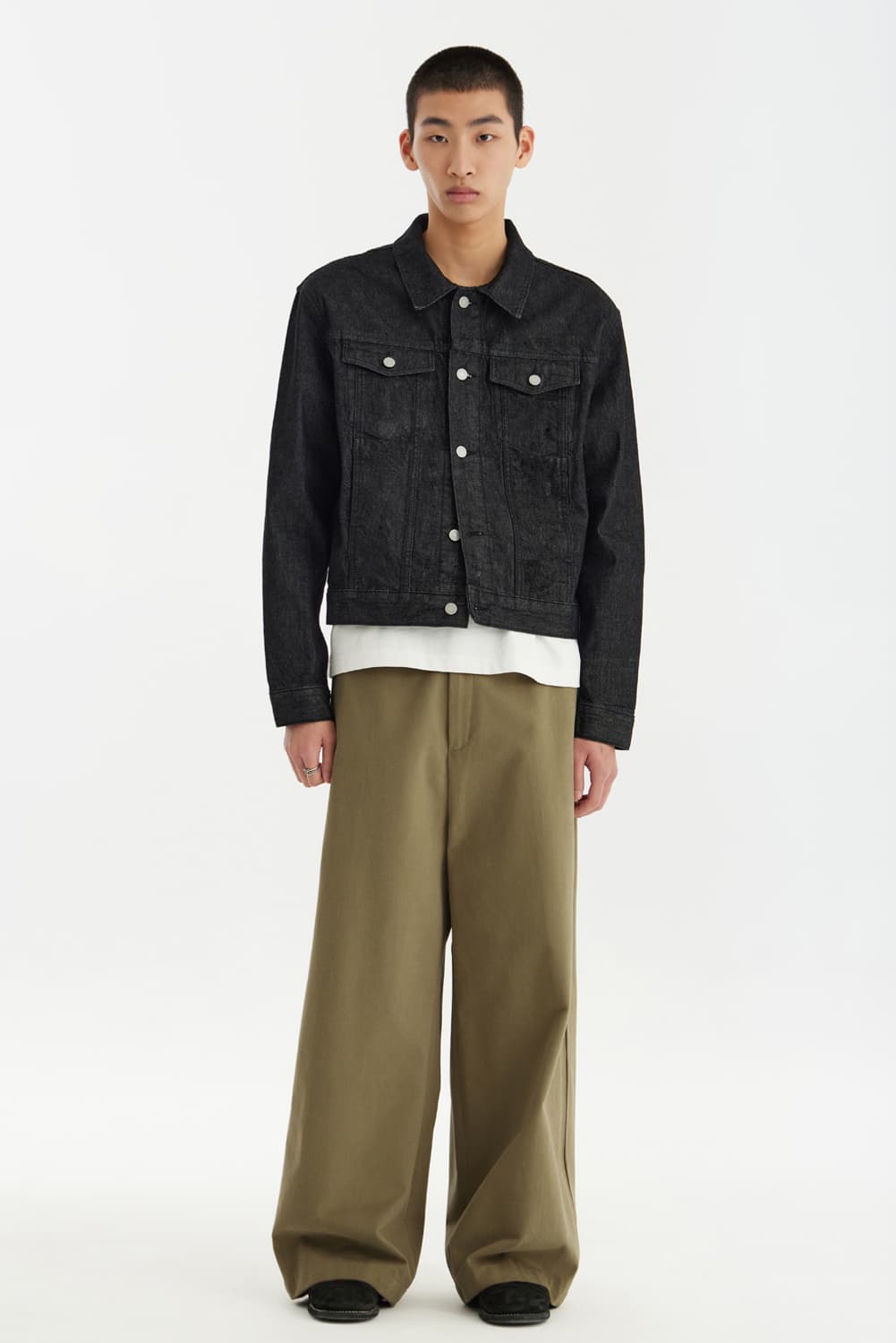 유스 데님 트러커 재킷 워시드 블랙 상품이미지2