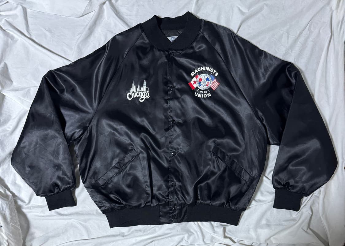 90s usa king louie 새틴 봄버 자켓 성조기 독수리 상품이미지2