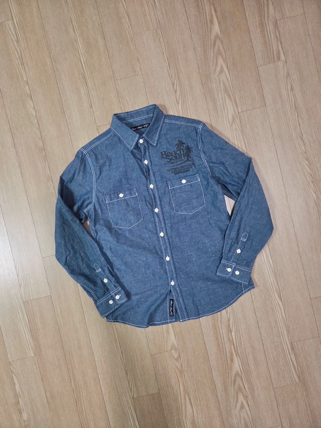비치 사운드 더블 포켓 샴브레이 셔츠 상품이미지3