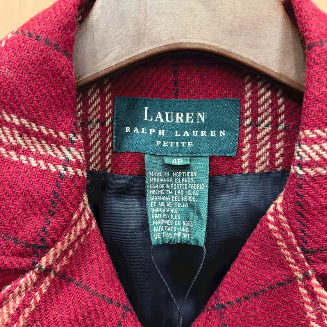 폴로 랄프로렌 울 테일러드 자켓 체크 패턴 디테일 레귤러핏 레드 상품이미지6