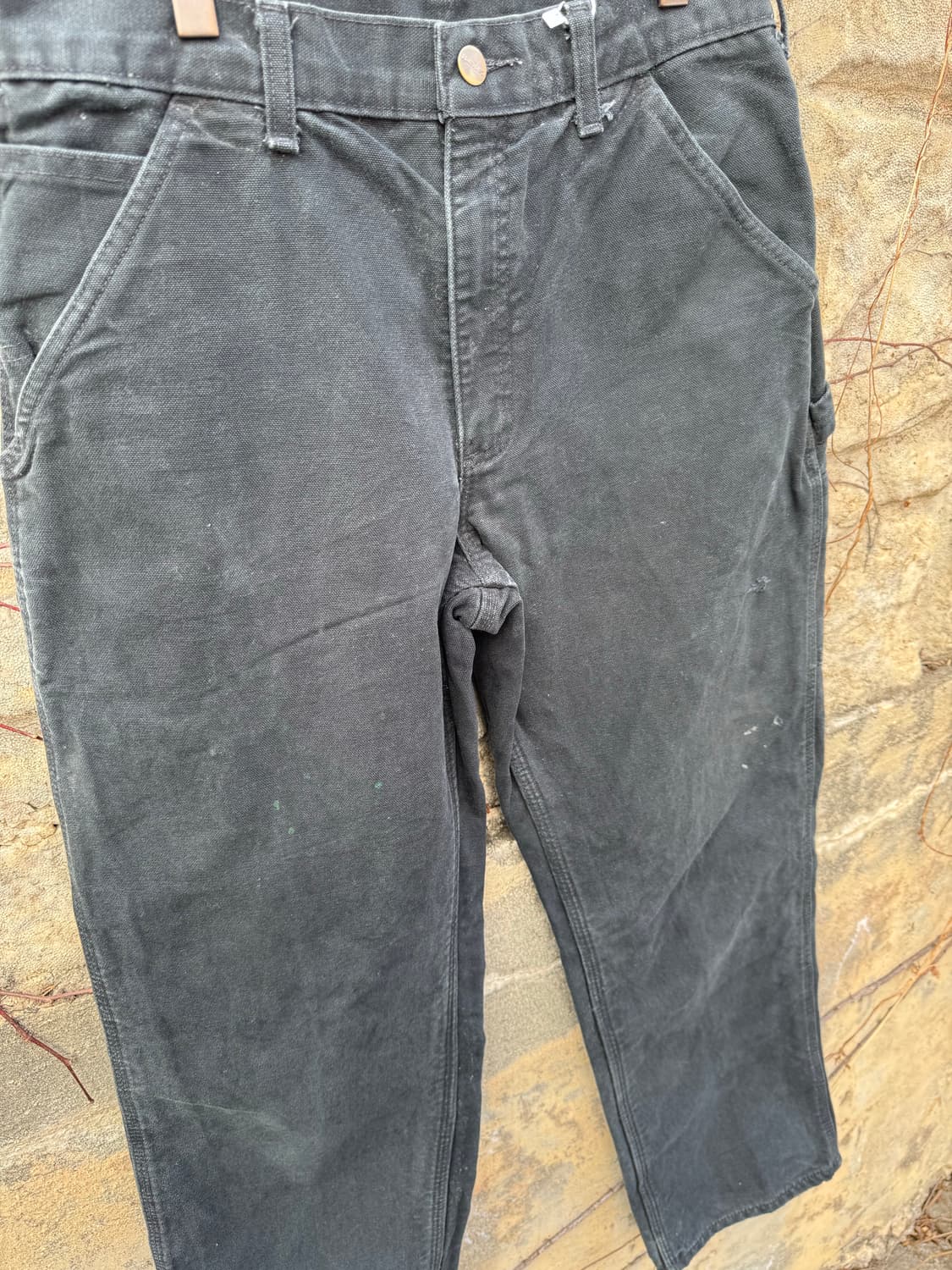 칼하트 빈티지 b111 블랙 플란넬 안감 싱글니 카펜터 워크 팬츠 상품이미지5