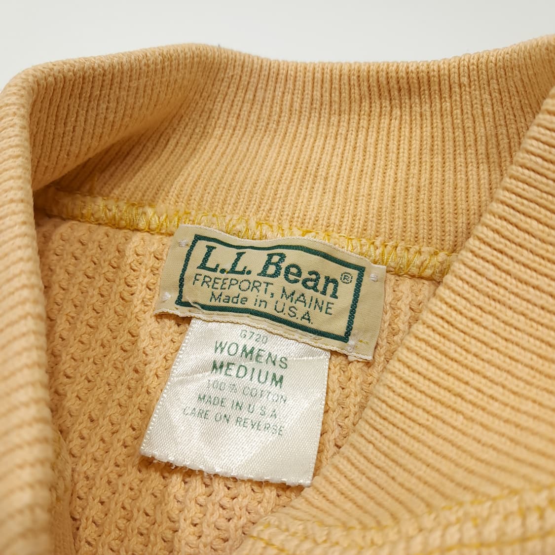 CL040 엘엘빈 80s 오리지널 미제 빈티지 버터 레몬 헨리넥 니트 상품이미지3
