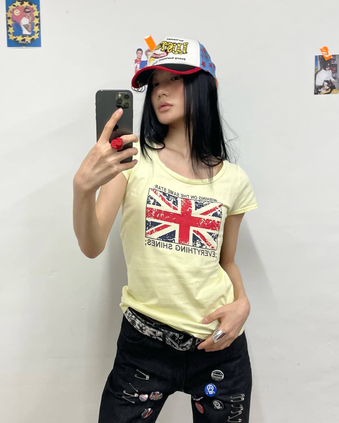 American flag washing yellow t-shirt  상품이미지1