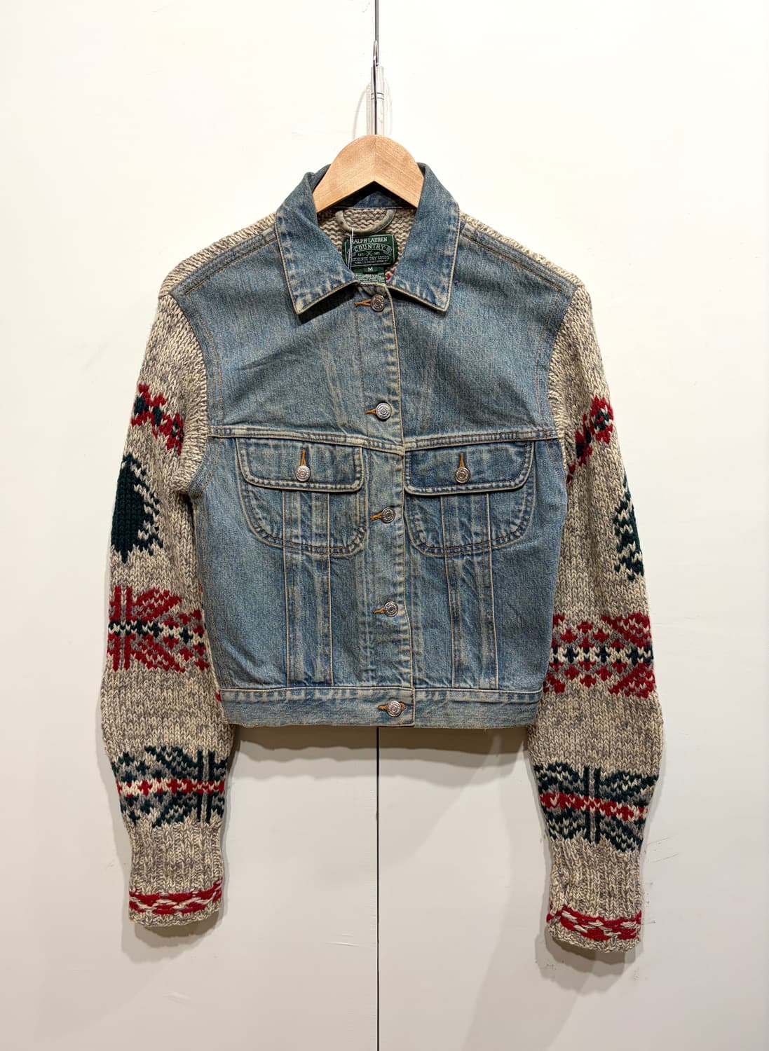 90's 폴로 컨트리 코위찬 니트 트러커 자켓 상품이미지1