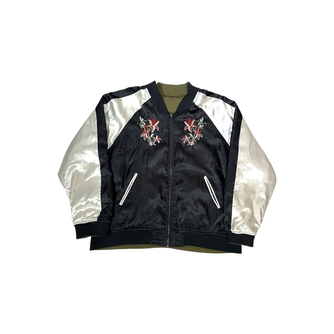 일본 빈티지 블랙 카키 양면 자수 스카잔 ma-1 마원 자켓 상품이미지6