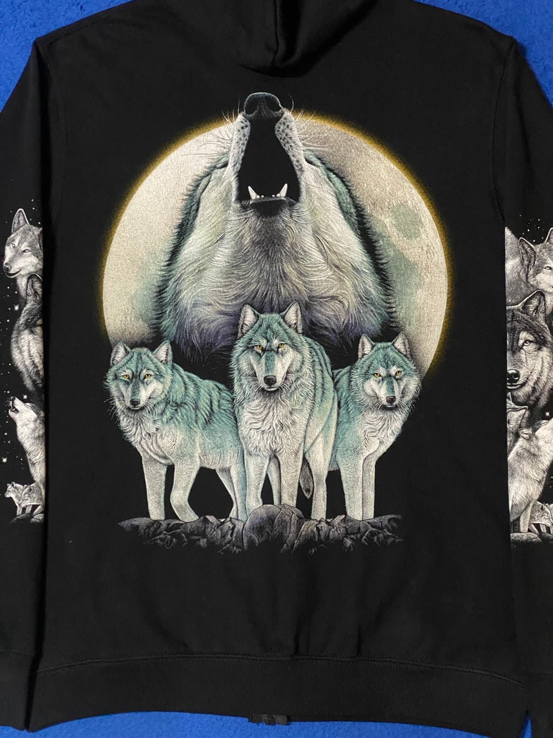 Rock Eagle 블랙 늑대 프린팅 후드 집업 M 상품이미지7