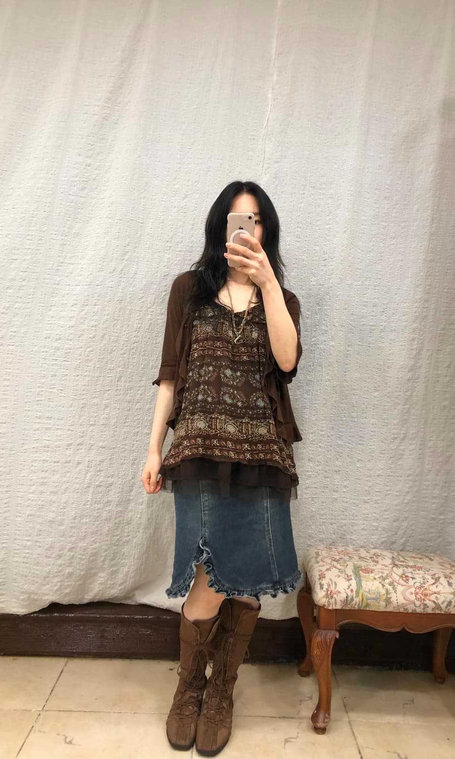 brown muse frill cardigan 상품이미지2