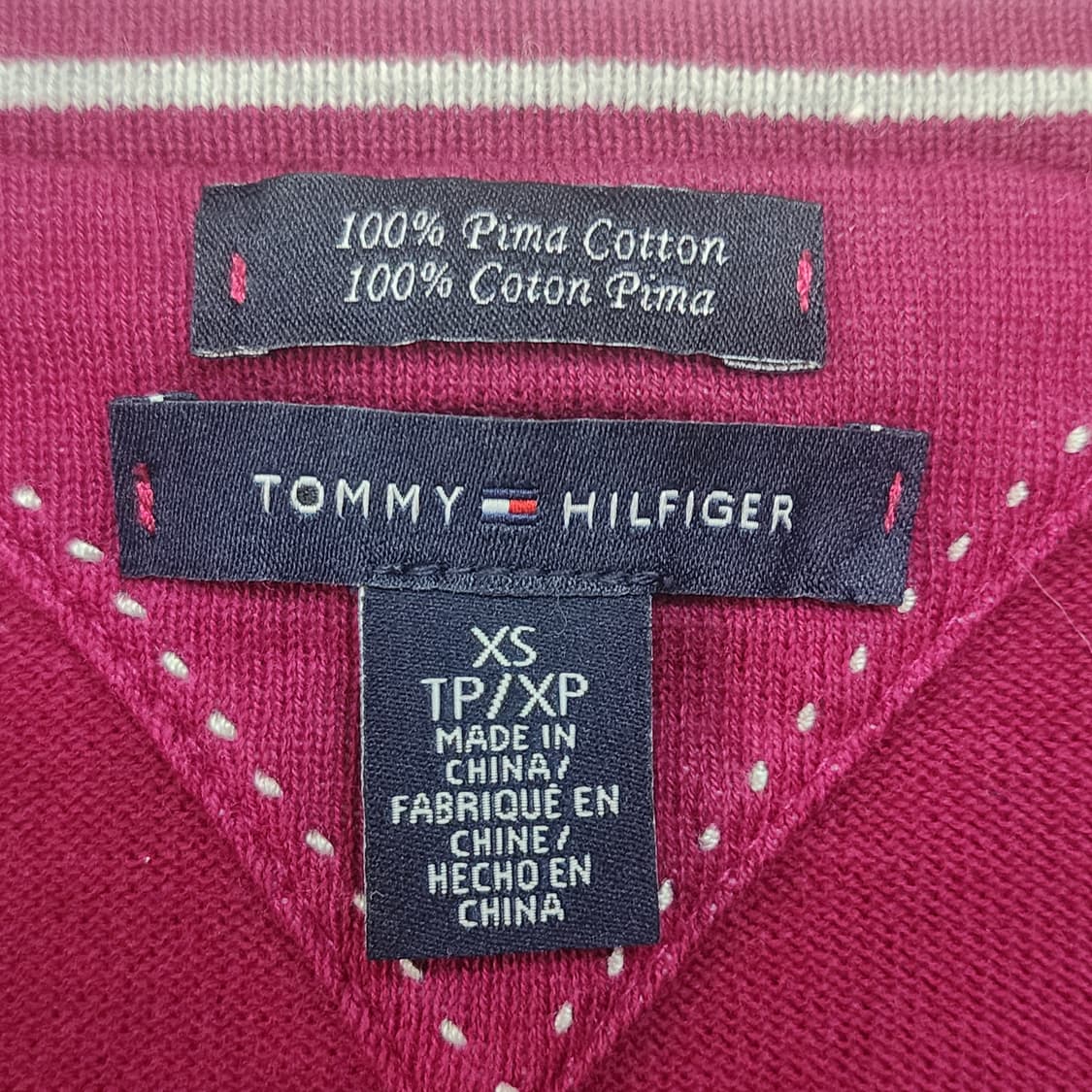 타미힐피거 아가일 니트 버건디 핑크 상품이미지3