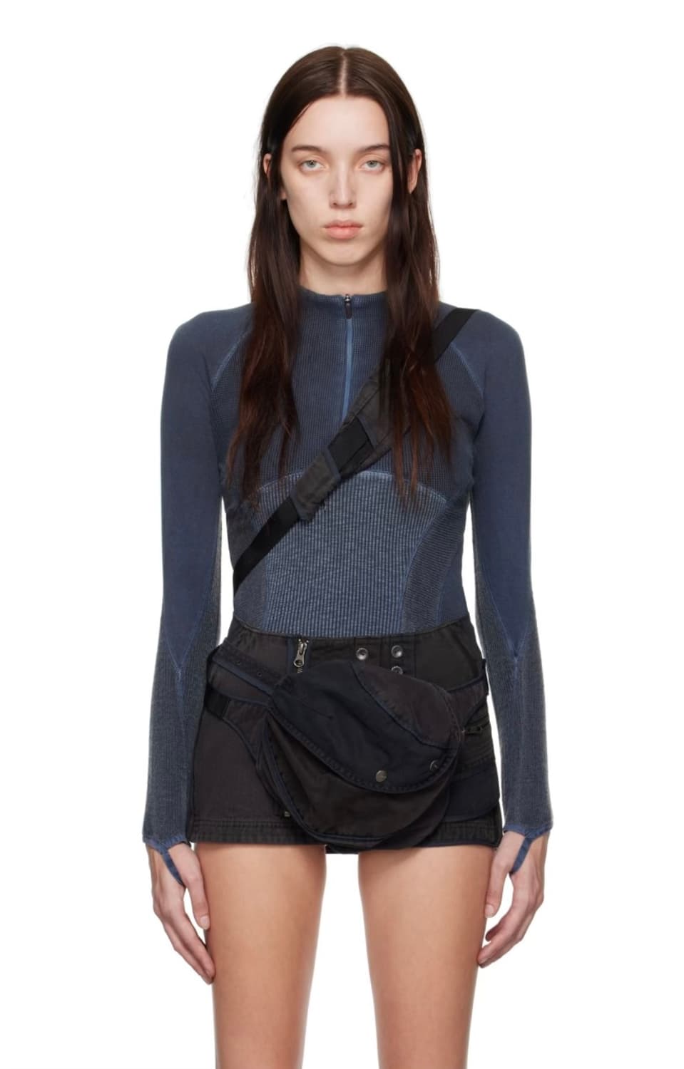 Hyein Seo 혜인서 하프집업 레글런 탑 애쉬블루 반집업롱슬리브그레이 상품이미지1