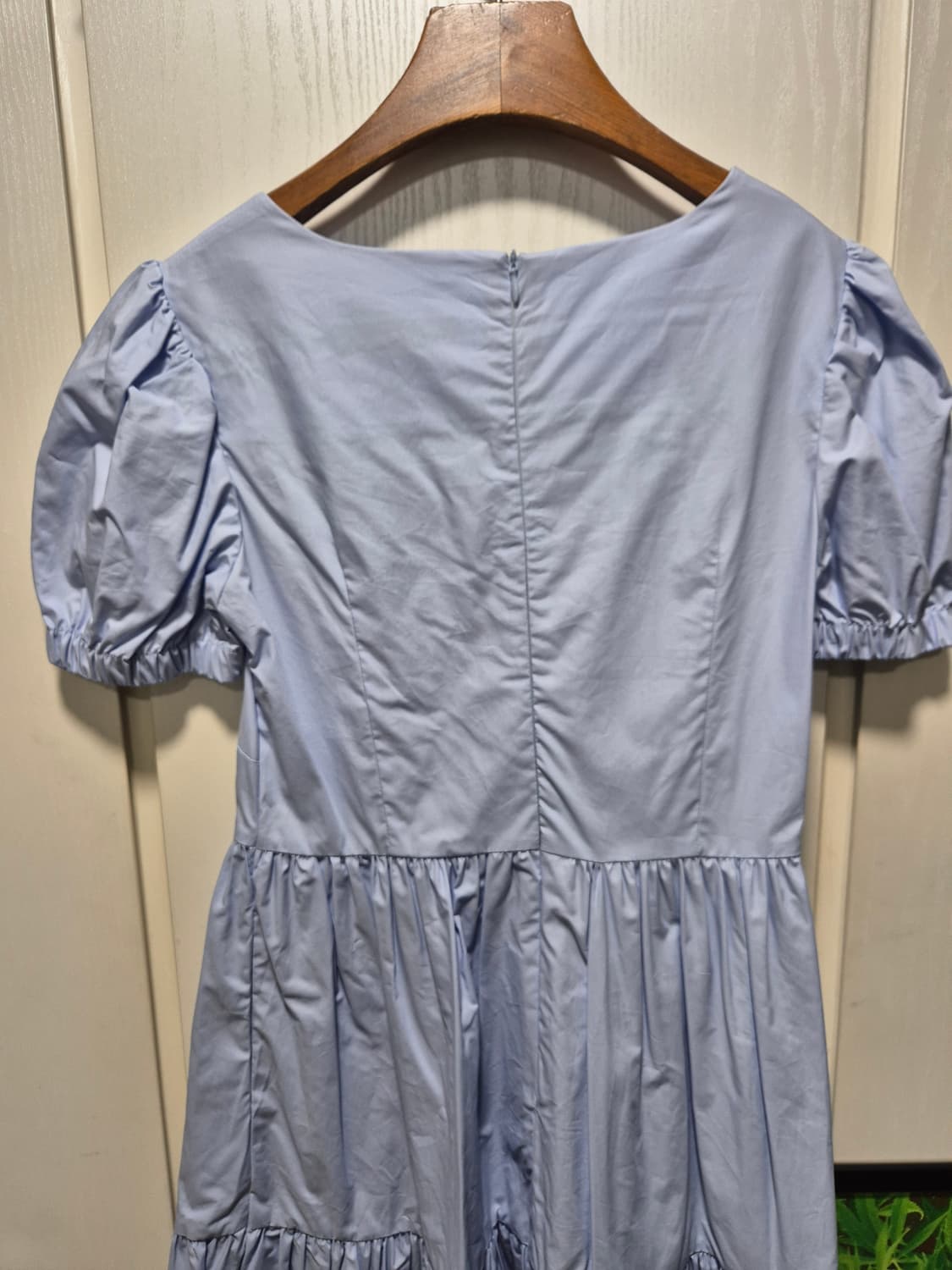 (세일)(새상품)아웃쉘 퍼프소매 캉캉 롱 원피스 하늘색 상품이미지7