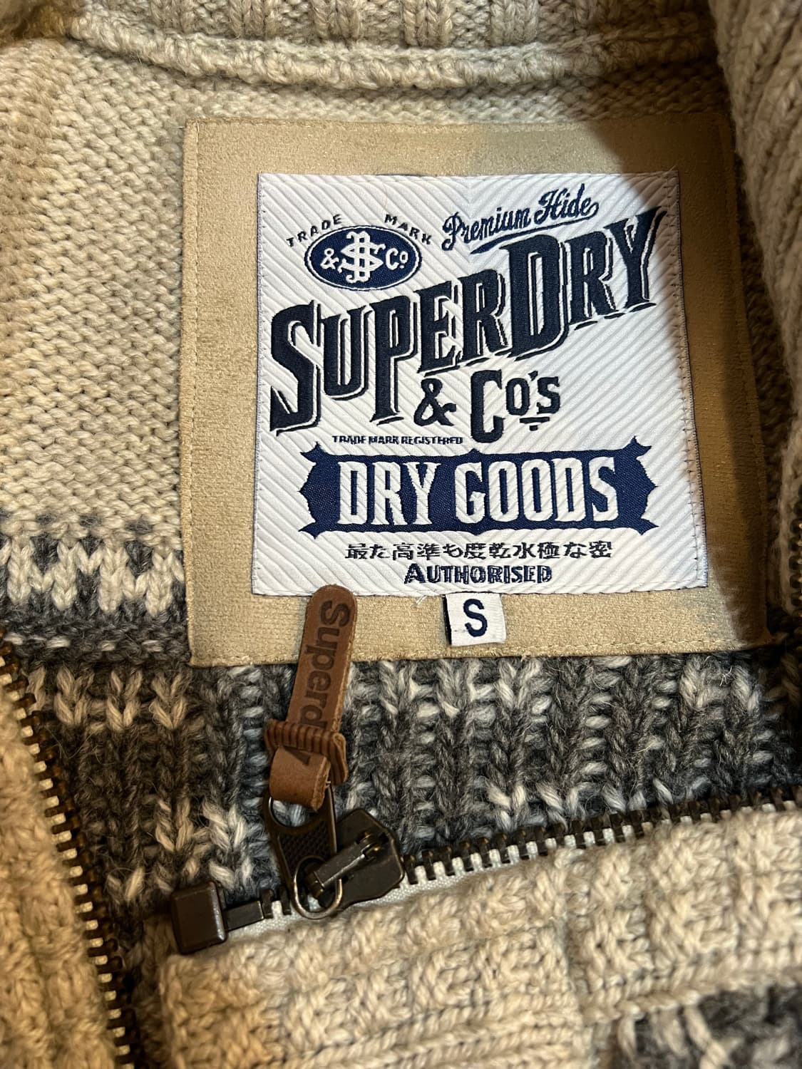 슈퍼드라이 여성 오트밀그레이 노르딕패턴 니트집업점퍼 상품이미지8