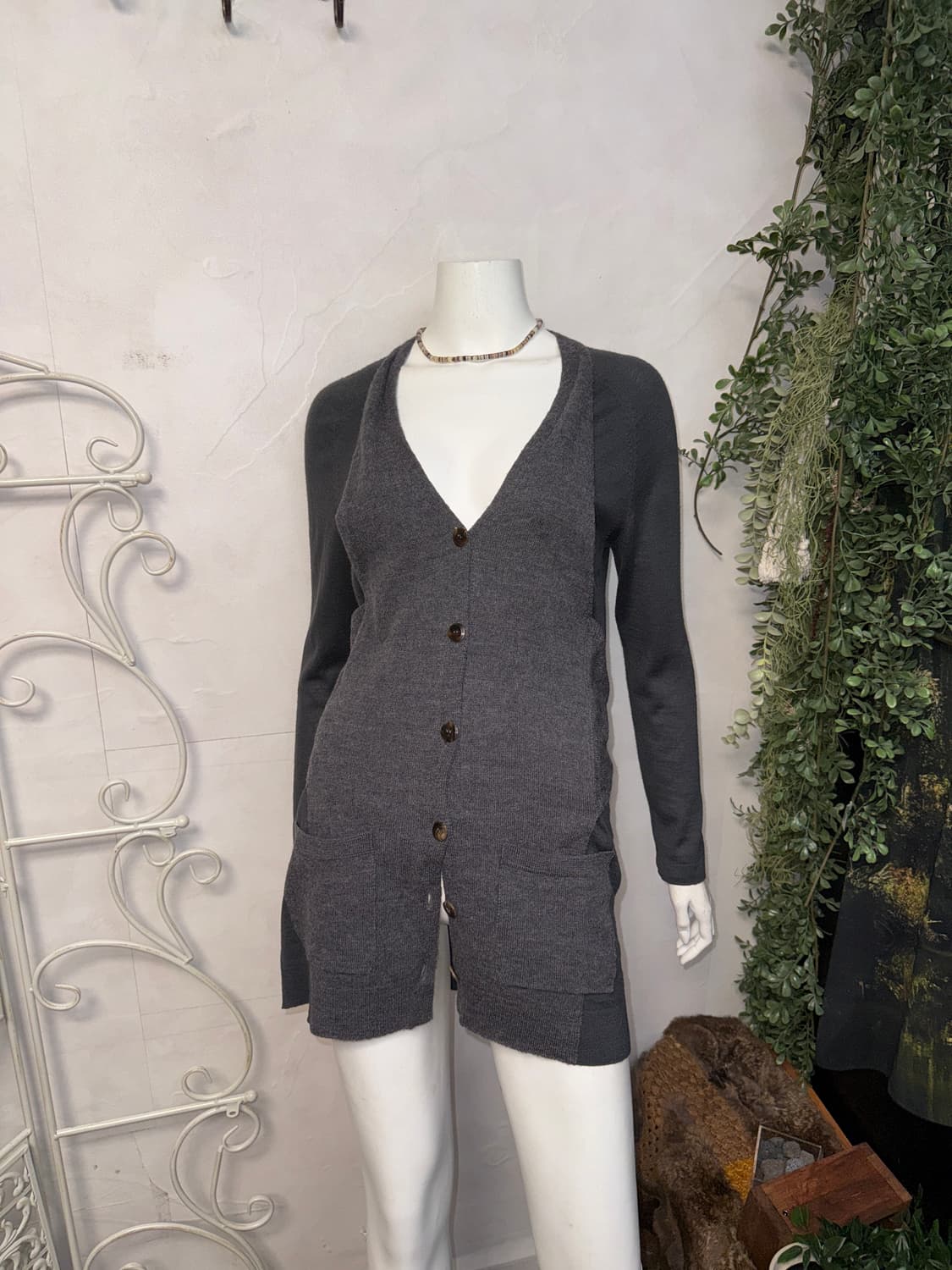 SYSTEM charcoal vest layered loose 가디건 상품이미지5