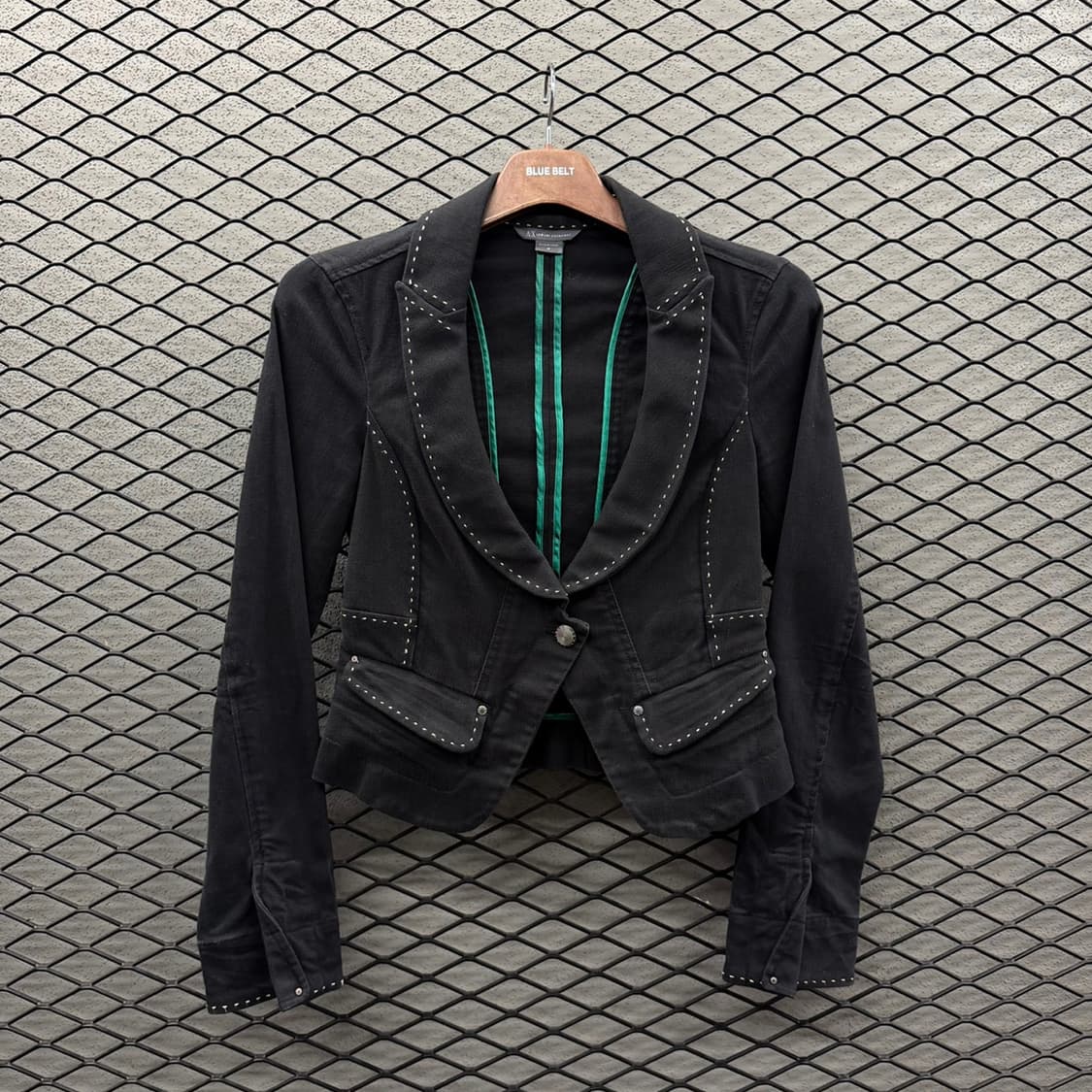 아르마니 익스체인지 헤비코튼 데님 블레이저 자켓 유니크 라펠 스티치 라인 상품이미지2