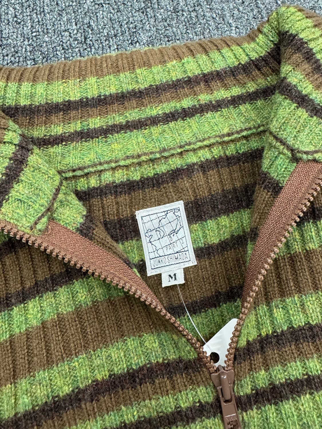 M)JUNKO SHIMADA 빈티지 여성 스트라이프 목폴라 니트집업 상품이미지7