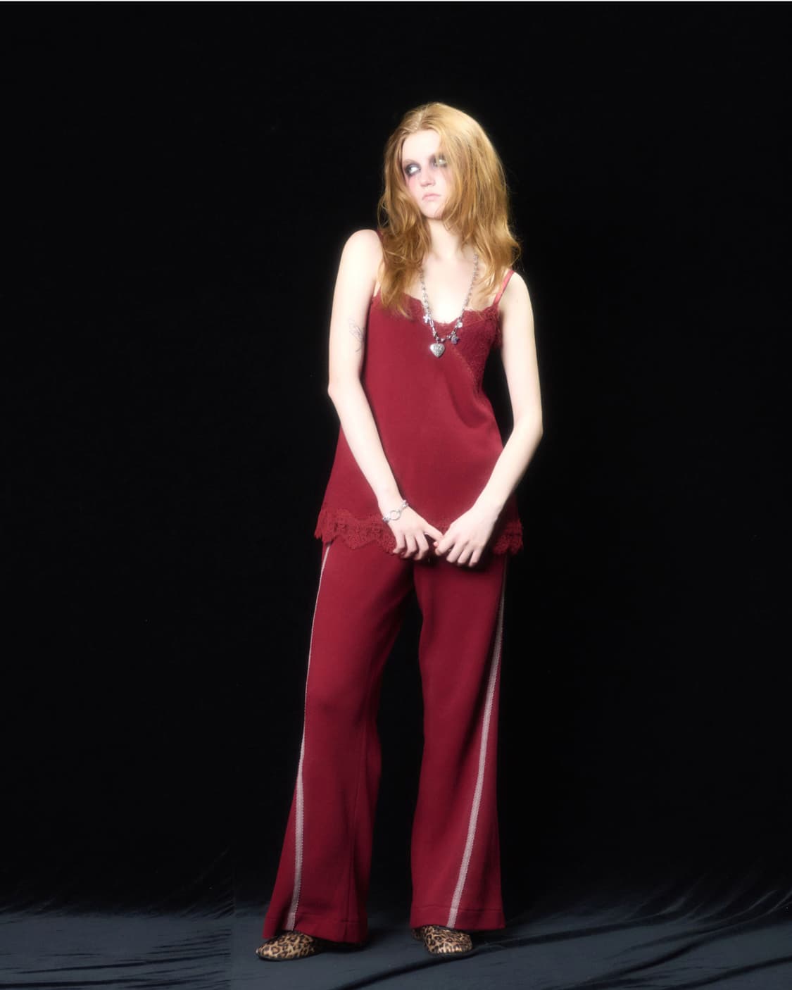 Cotton Long Lace Slip (Red) 상품이미지4