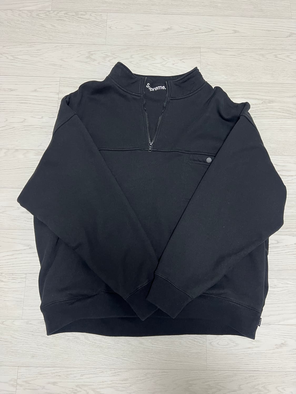 [L]슈프림 22fw 워시드 하프 집 풀오버 블랙 상품이미지2