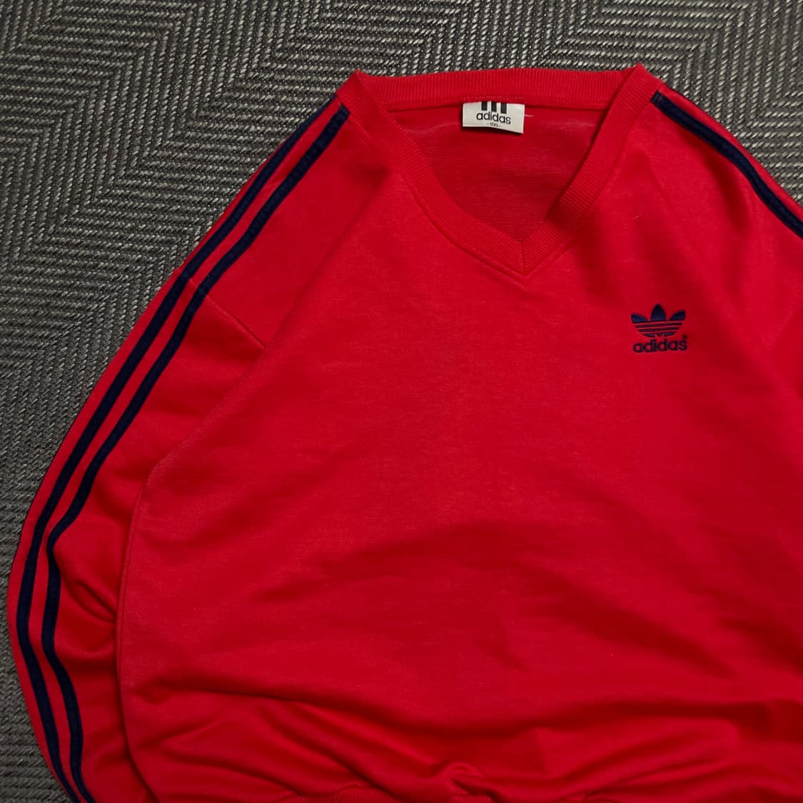 90s 아디다스 올드스쿨 삼선 스트라이프 브이넥 긴팔 티셔츠y5097 상품이미지4