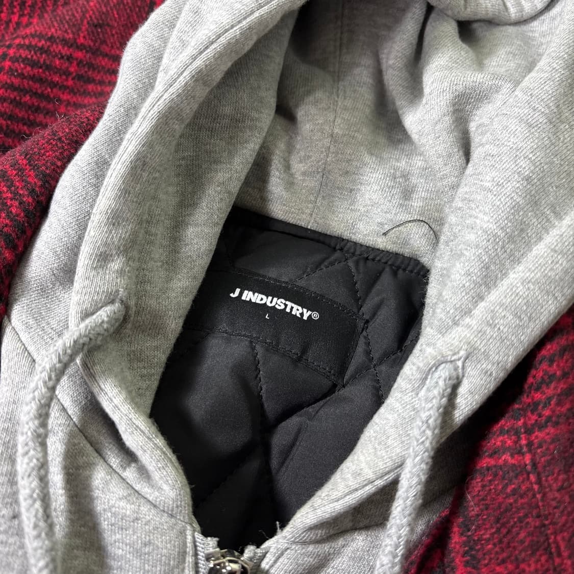 L VTG 레드 체크 후드레이어드 플란넬 점퍼 상품이미지4