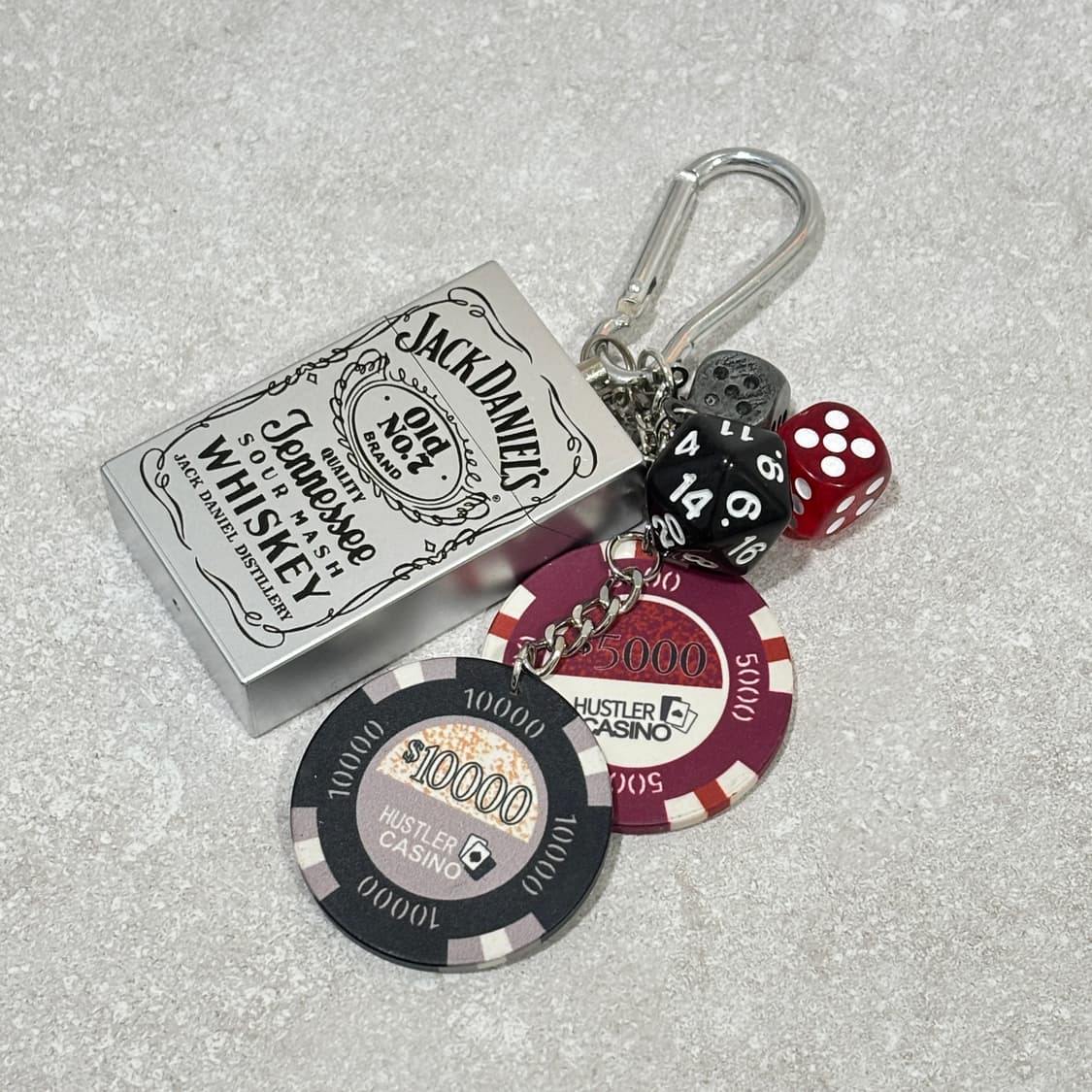 Oribell 잭다니엘 재떨이 스틸 케이스 겜블 칩 키링 열쇠고리 상품이미지4