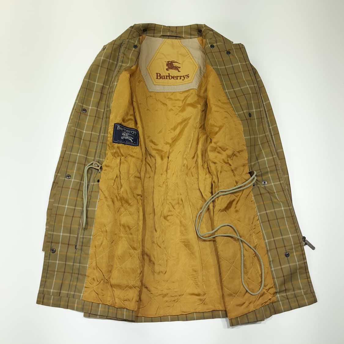 CL868 L 버버리 90s 영국판 올리브타탄체크 하프코트 자켓 상품이미지4