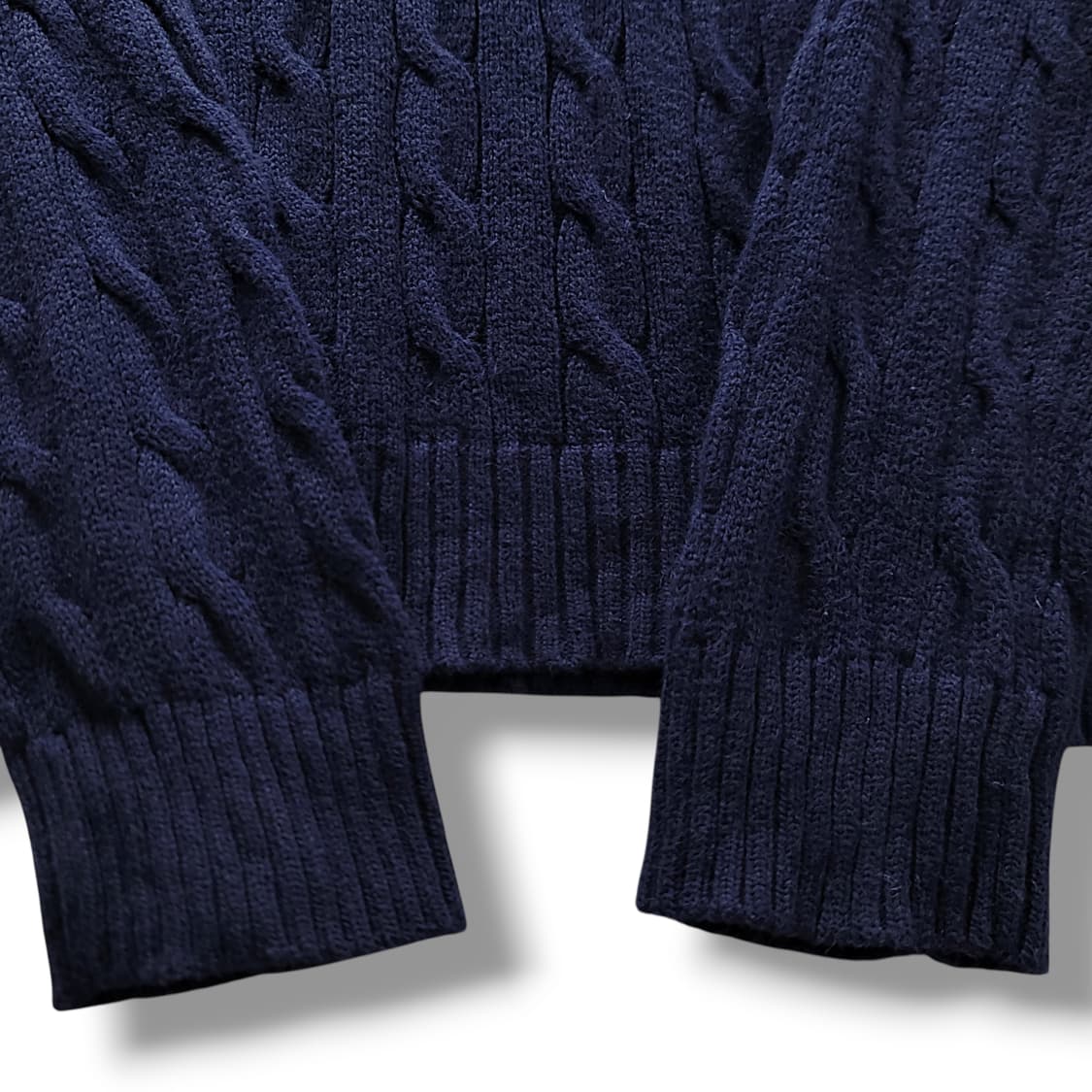 [L] 폴로 네이비 코튼 케이블 니트 상품이미지7