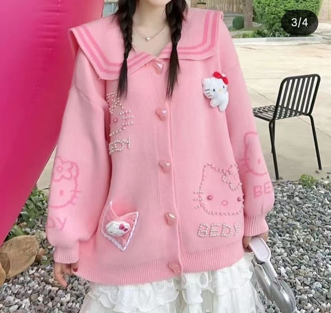 헬로키티 핑크 진주 세일러 가디건 상품이미지7