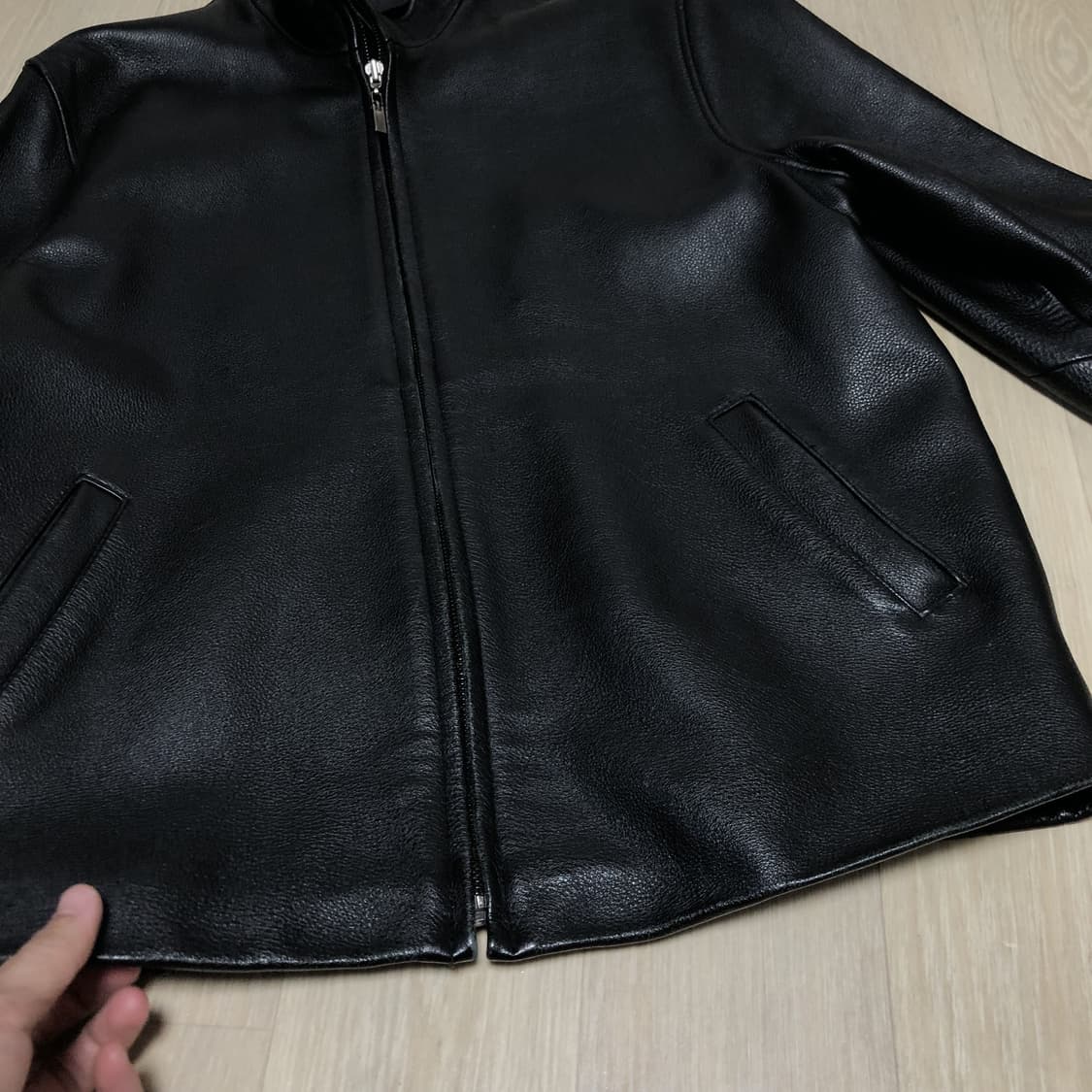 (M) 광희 가죽 시장 소가죽 카우 하이드 카라 집업 자켓 상품이미지4