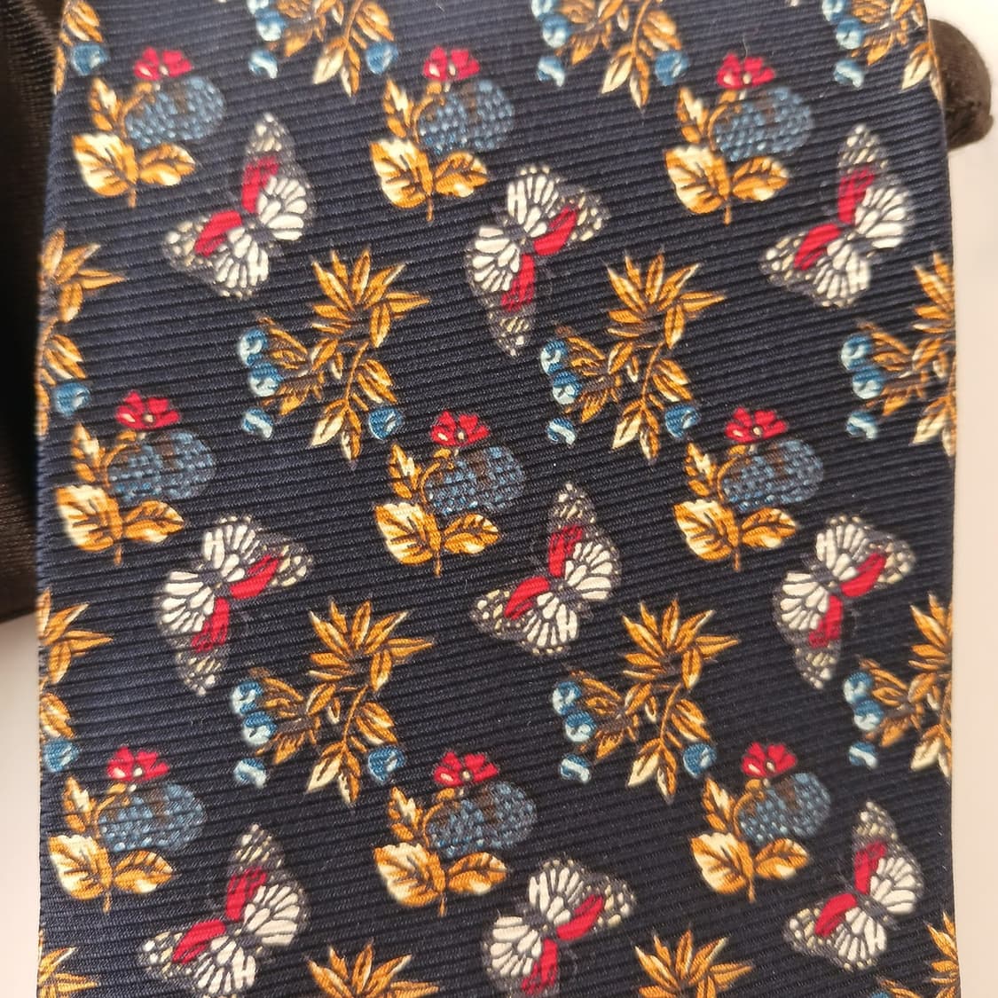 니나리치 실크 네이비 플로럴&나비 넥타이 9.8cm A+등급 A19366 상품이미지8