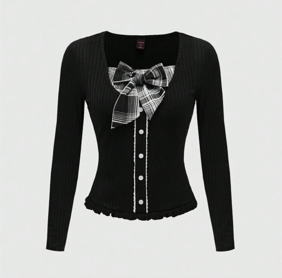 블랙 리본 장식 니트 상품이미지1