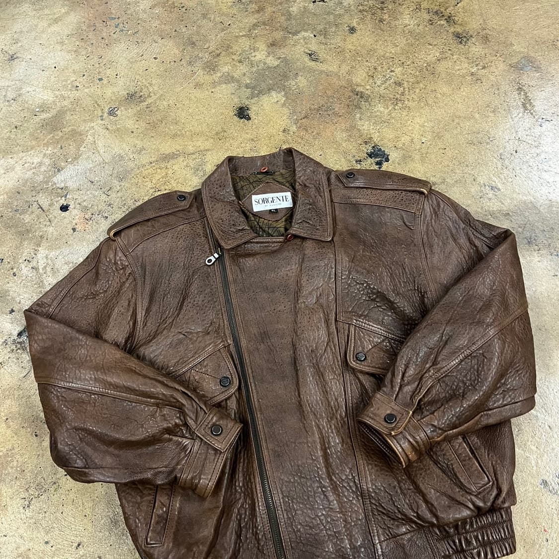 [정품] SORGENTE 갈색 가죽 봄버 자켓 b19 상품이미지1