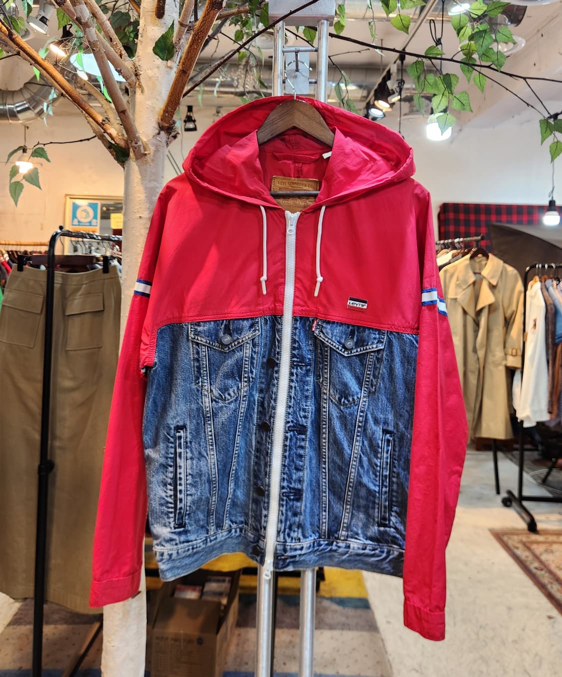 남,여 프리)LEVIS 리바이스 후드 믹스 데님 자켓 상품이미지1