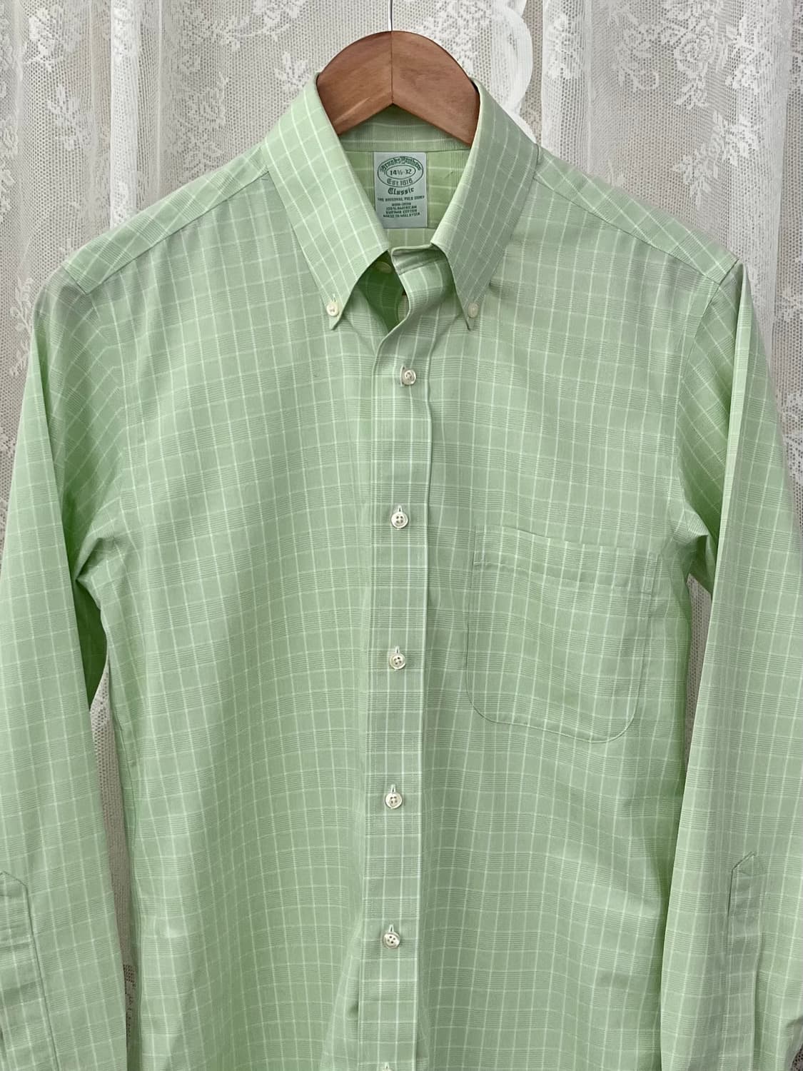 S) 브룩스 브라더스 체크 셔츠 라이트 그린 상품이미지3