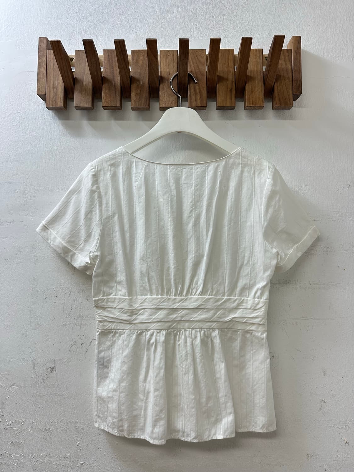 일본빈티지 코튼 100% 셔링 버튼 블라우스  상품이미지4