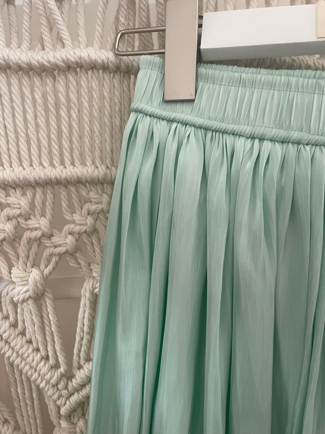 민트 플리츠 쉬폰 밴딩 스커트 상품이미지3