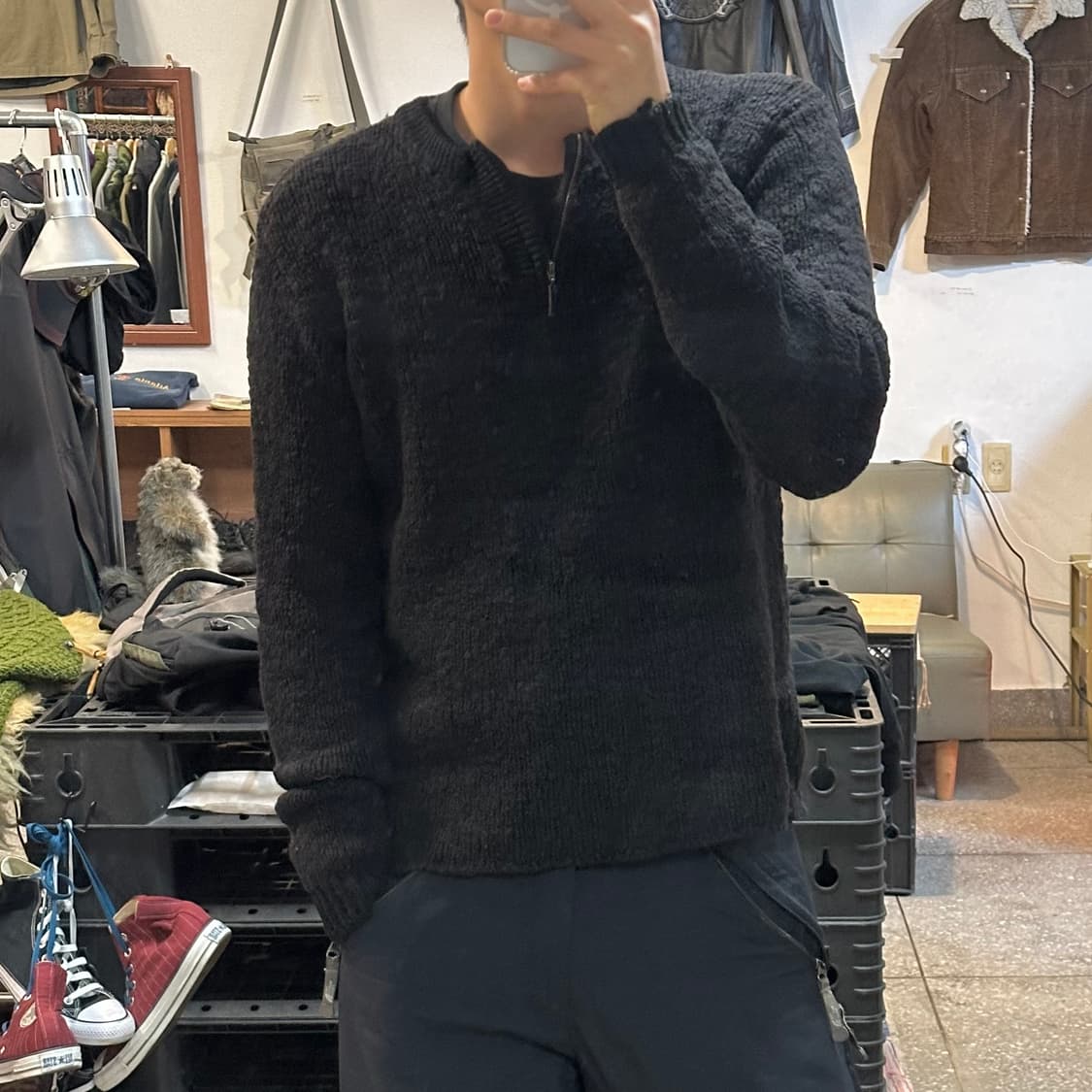 버진울 헨리넥 집업 니트 상품이미지6