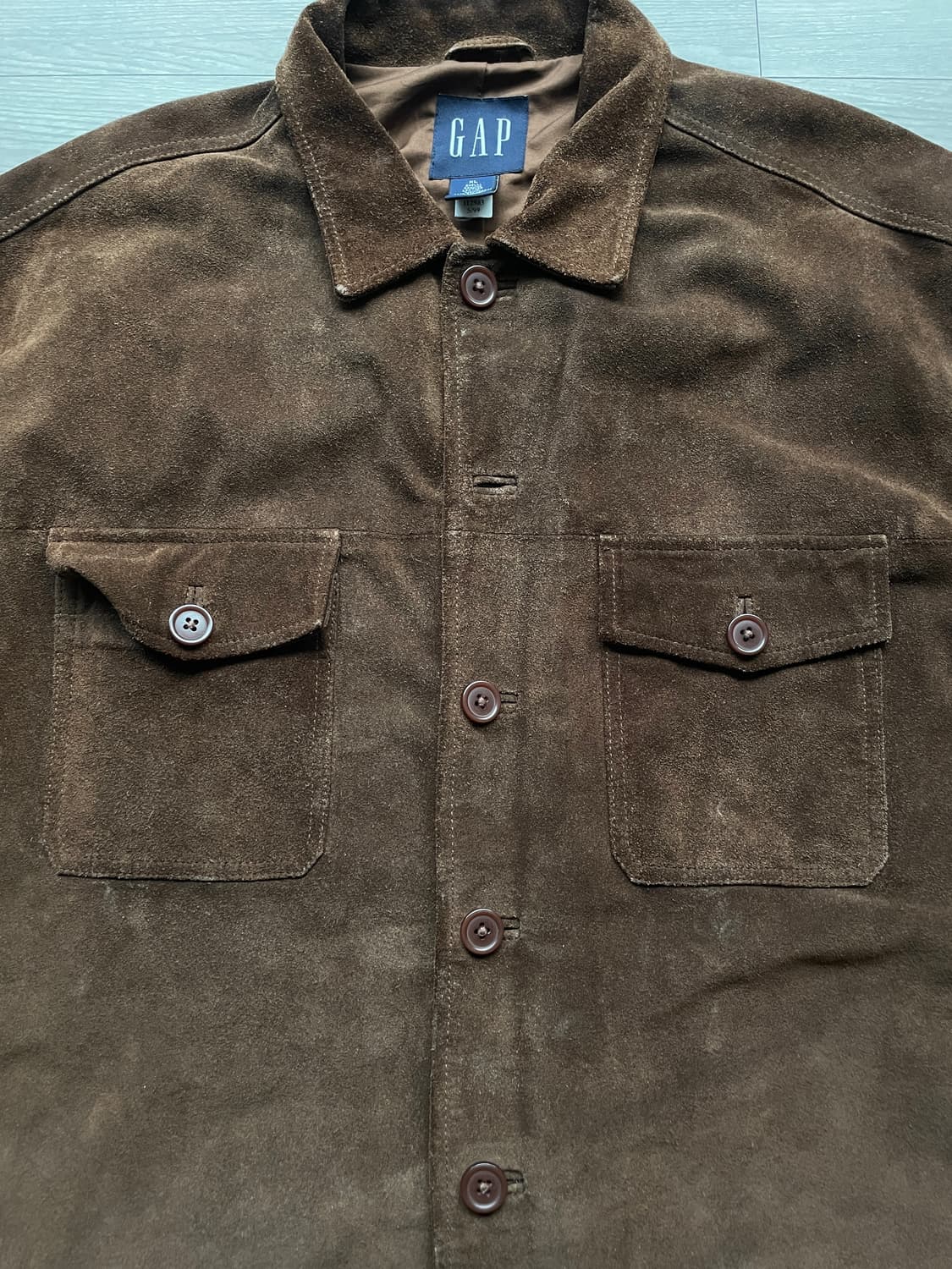 90s 올드갭 스웨이드 셔츠 자켓 레더 상품이미지4
