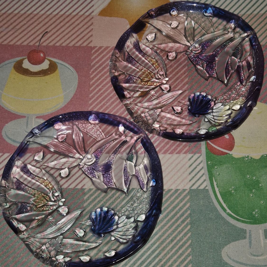 80s 소가 레트로 아쿠아 열대어&조개 접시 1p 상품이미지8