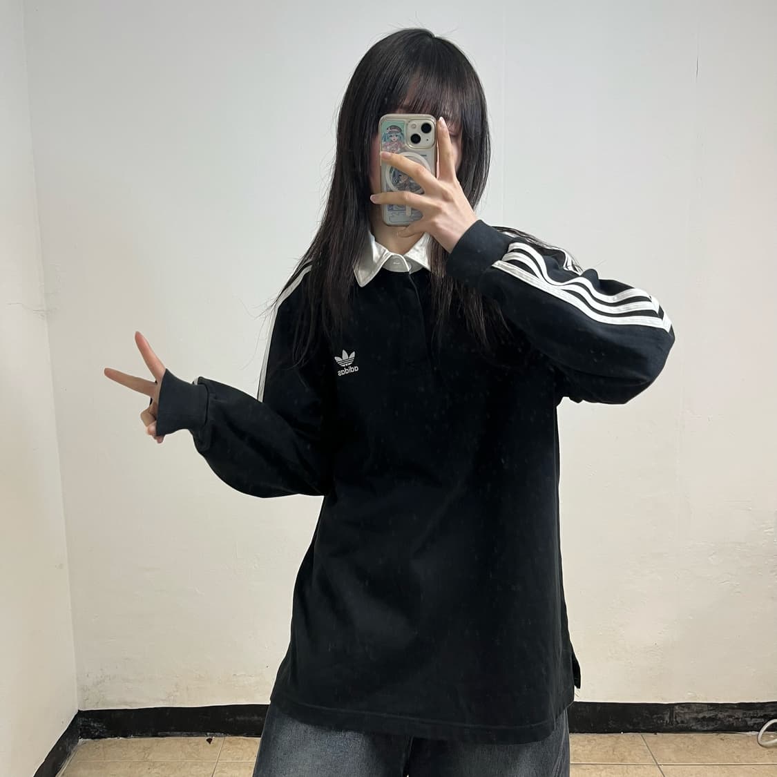 Adidas black collar rugby tee 상품이미지2