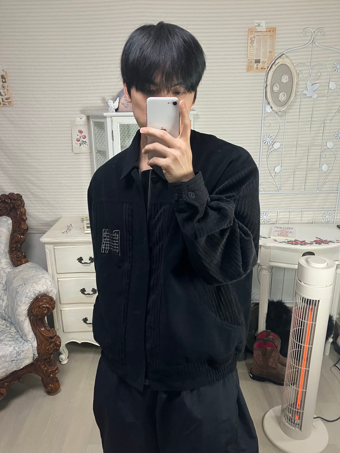 빈티지 블랙 벨벳 블루종 844 y2k 스트릿 모리 갸루 일본빈티지 상품이미지2