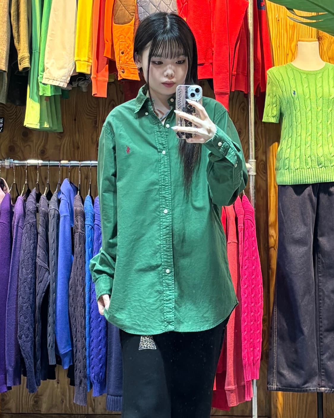 S 폴로랄프로렌 클래식핏 레트포니 다크그린 셔츠  상품이미지1