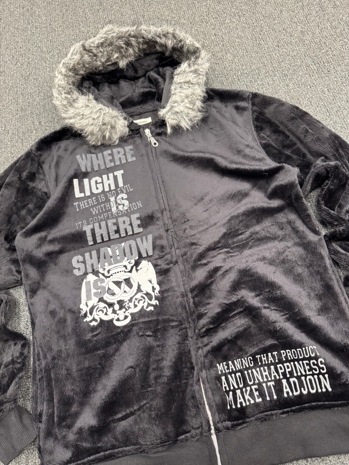 OS)Japanese vintage Y2K 펑크 벨벳 퍼 후드집업 상품이미지6