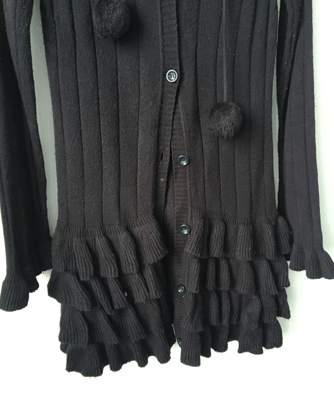 Pom pom frill point knit hood cardigan 상품이미지6