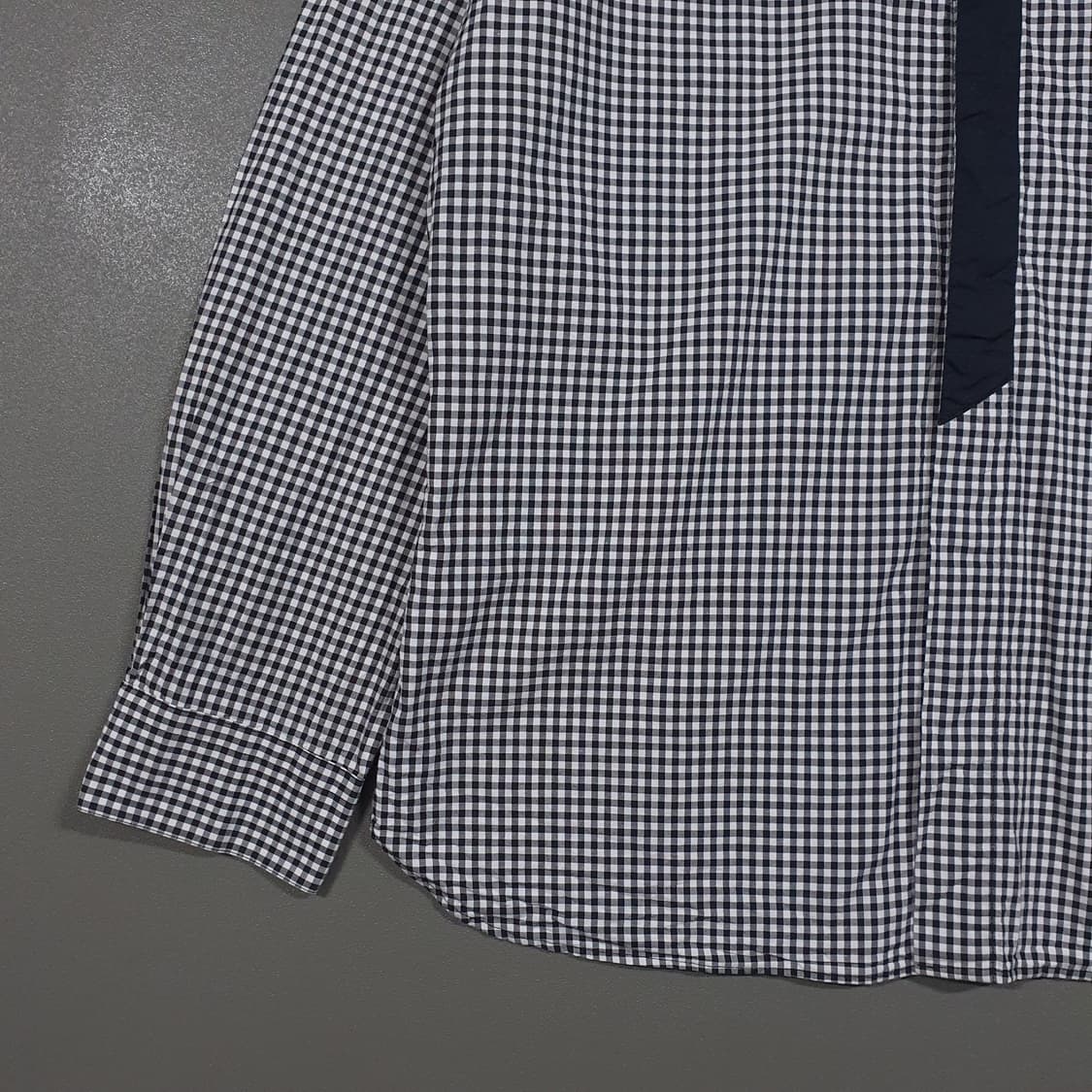 XL) 러브 모스키노 히든 버튼 스트랩 디테일 나노 체크 셔츠 긴팔 남방 상품이미지3