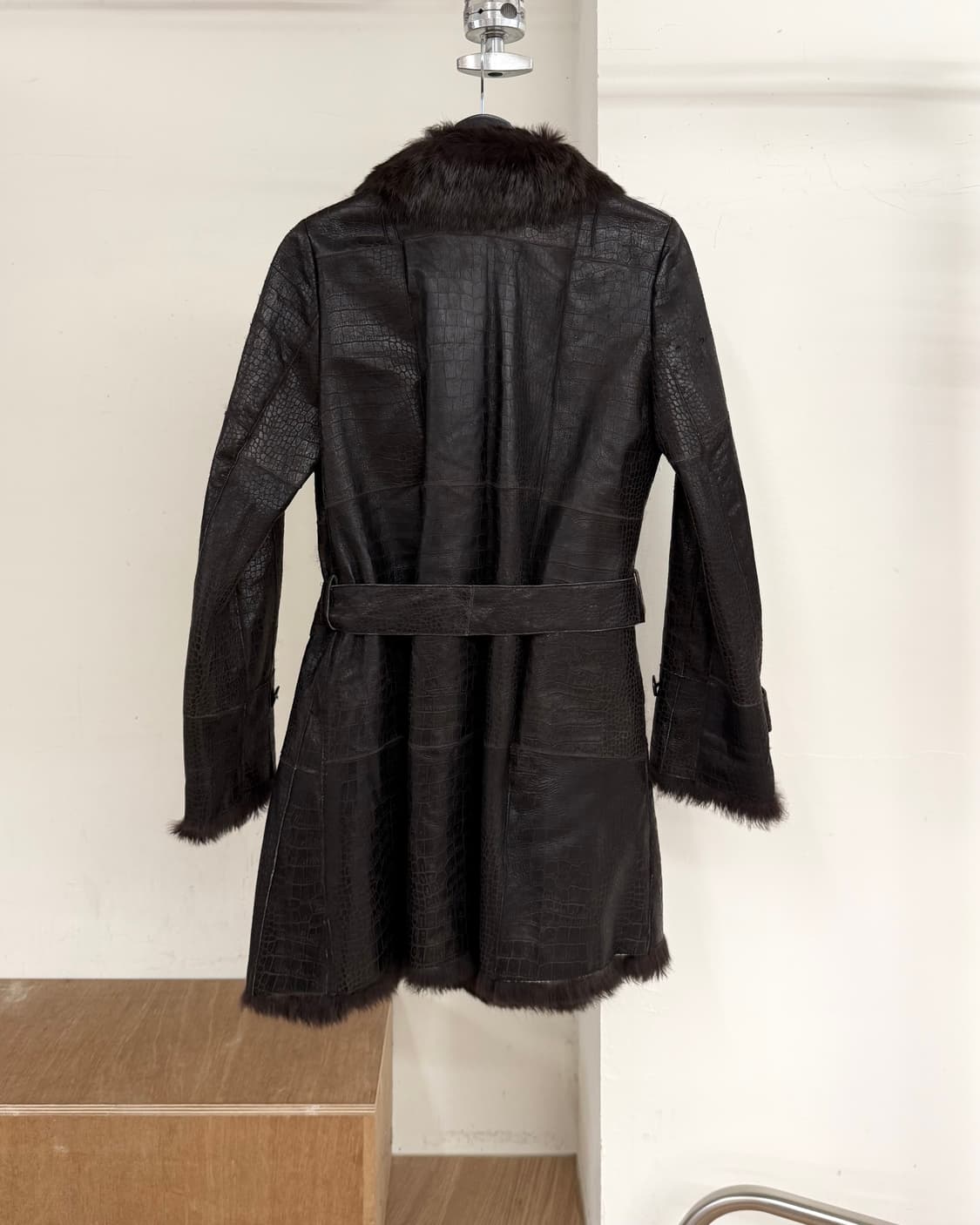 아르마니 꼴레지오니 브라운 텍스처드 레더코트 상품이미지6