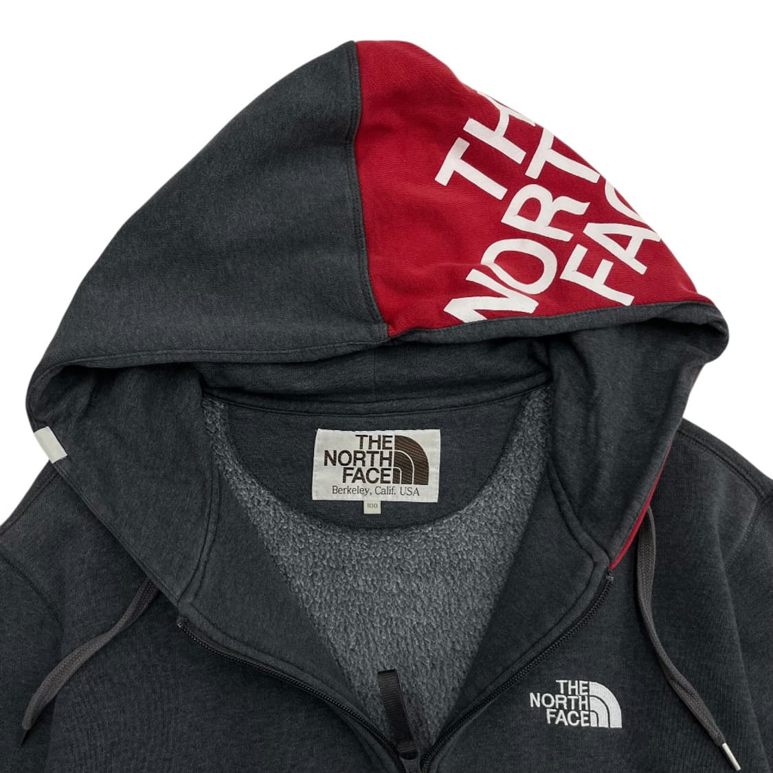 노스페이스 후드 레드배색 빅로고 차콜 후드집업 100 상품이미지5