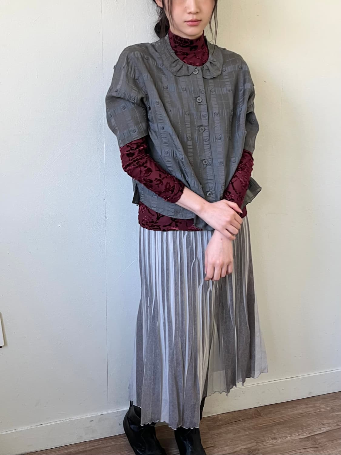 YOKOHAMA MOTOMACHI 도트 블라우스 상품이미지4