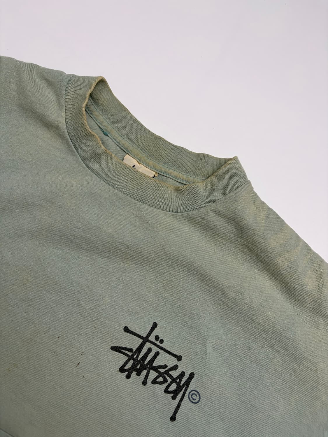90s Stussy Big Logo Tee (sage green) 상품이미지9